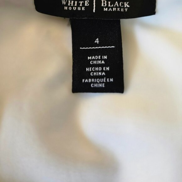 White House Black Market Size 4 A Line Skirt Mini Large Plaid Print Ivory Black - Picture 3 of 4